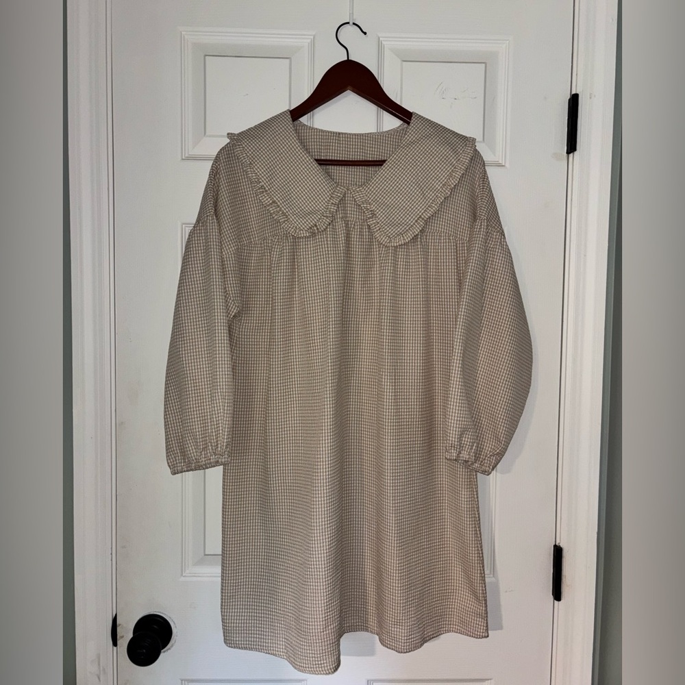 Tan gingham dress